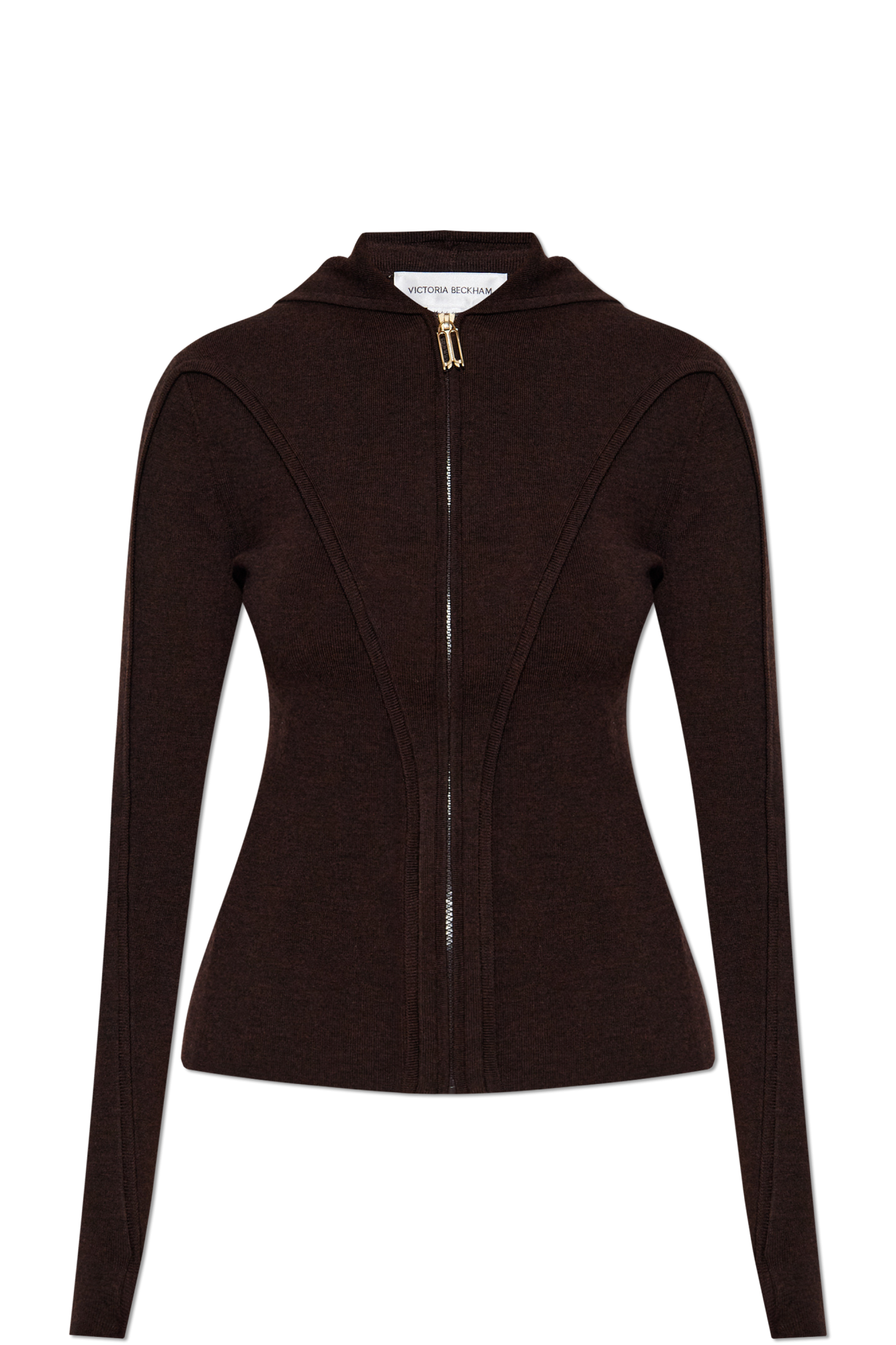 ジャケット Victoria Beckham Brown zip-up cardigan Victoria Beckham Brown zip-up cardigan – Lord & Taylor